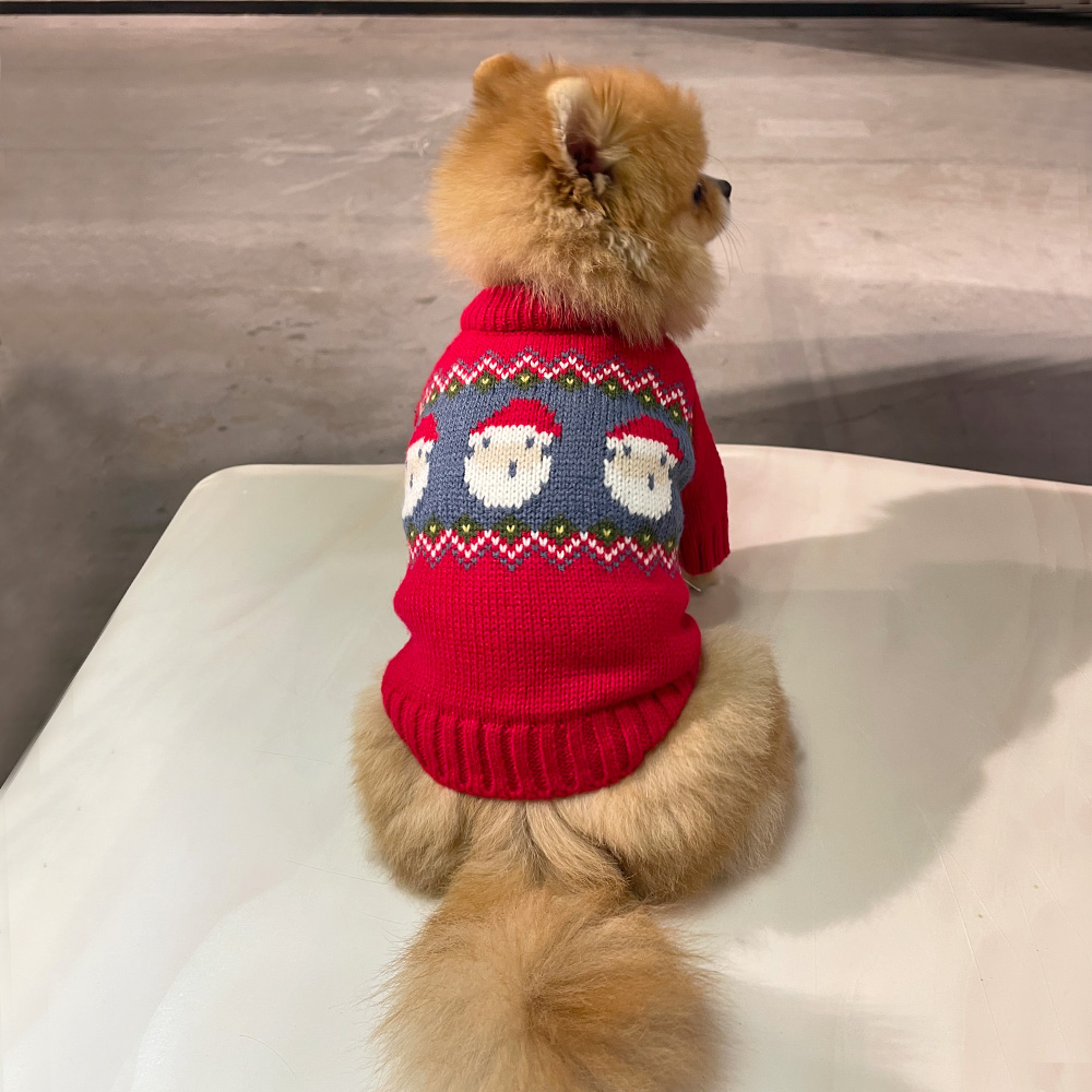 狗狗衣服圣诞冬毛衣猫咪宠物吉娃娃泰迪比熊博美小型犬秋冬装红色